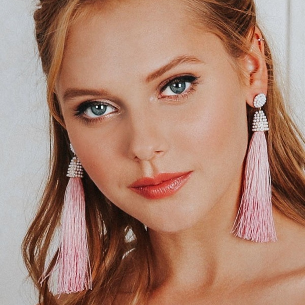 Erica Nikol Fatima Long Tassel Earrings